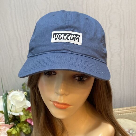 Volcom Strap Back Adjustable Spell Out Soft Cap Hat One Size Blue Like New - Picture 2 of 15